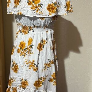 New Look White and Yellow Floral Midi Dress